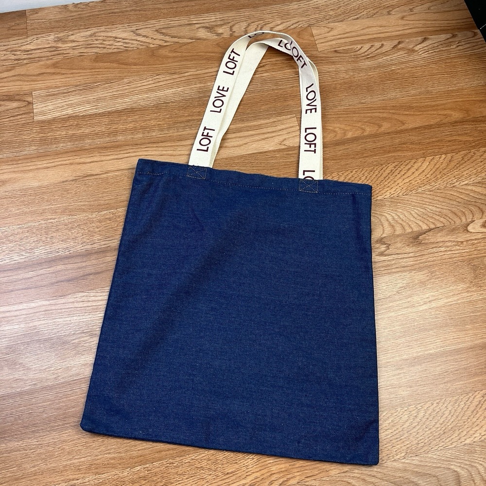 Loft‎ Denim Canvas Tote Shopping Handle Bag Love Loft NEW